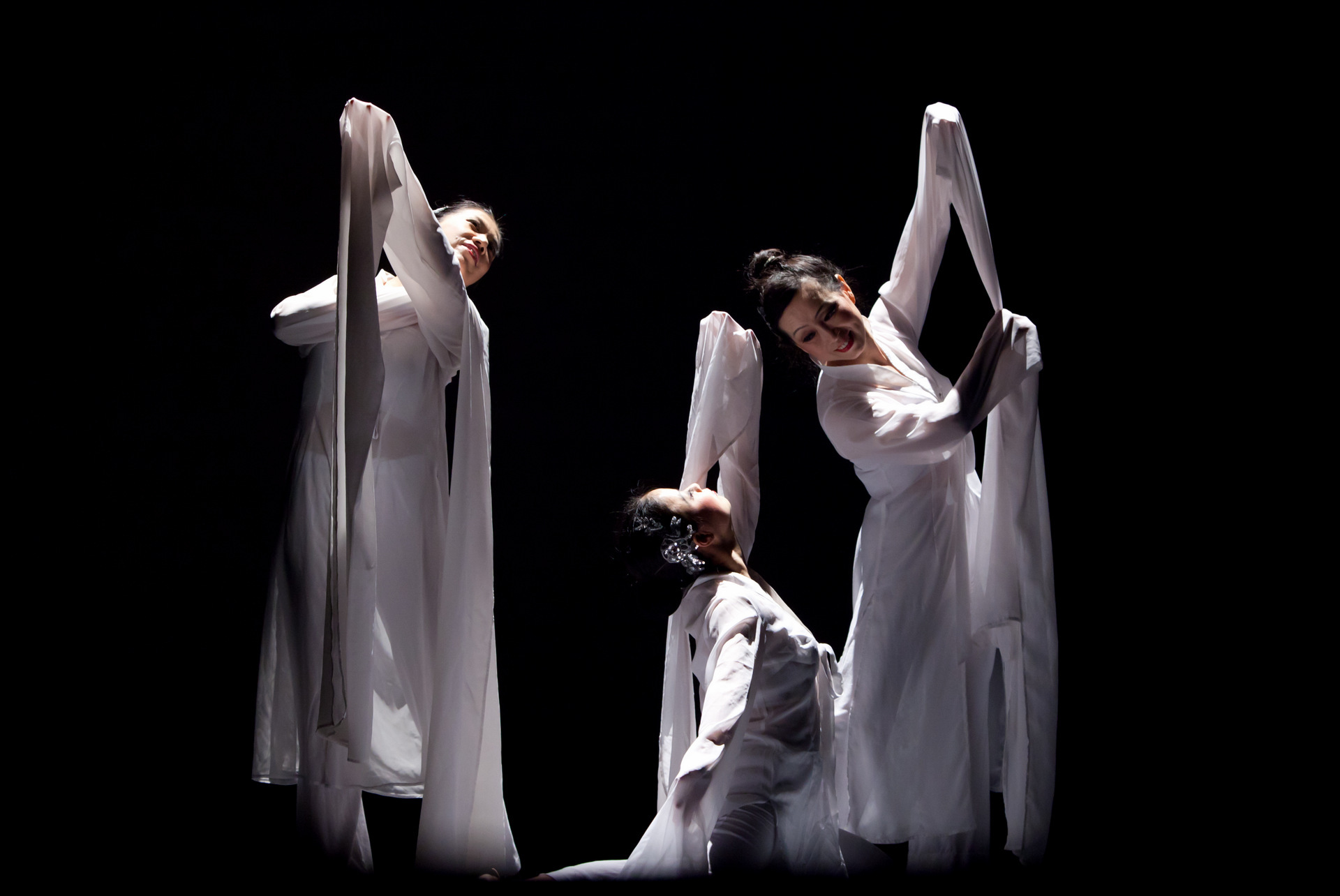 Adult dancers performing an expressive long-sleeve dance